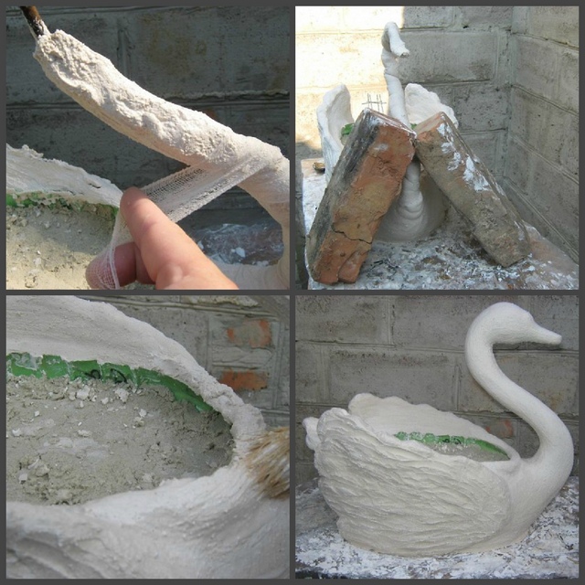Етап створення шиї лебедя-кашпо