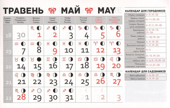 Посівний календар на травень 2018 року фото