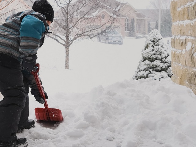Садівник чистить сніг